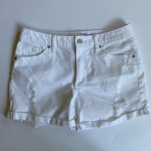 White Universal Thread distressed denim shorts